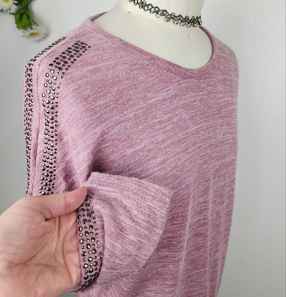 Cellbes Pink Sweater - Knit With Accents On Sleeves Sz XL